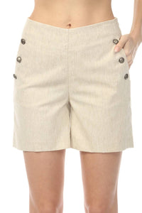 Charlie B - Button Detail Linen Stretch Shorts