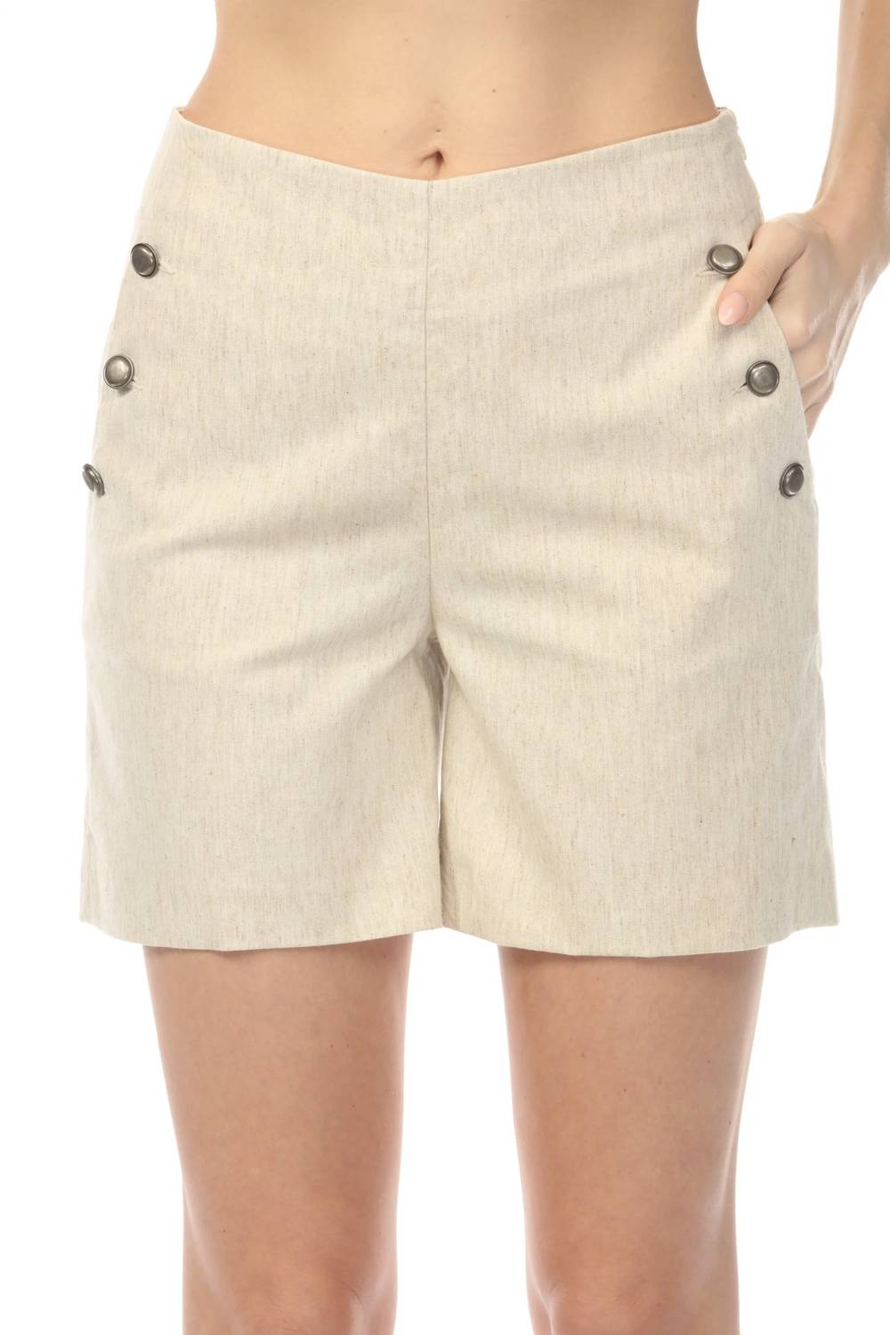 Charlie B - Button Detail Linen Stretch Shorts