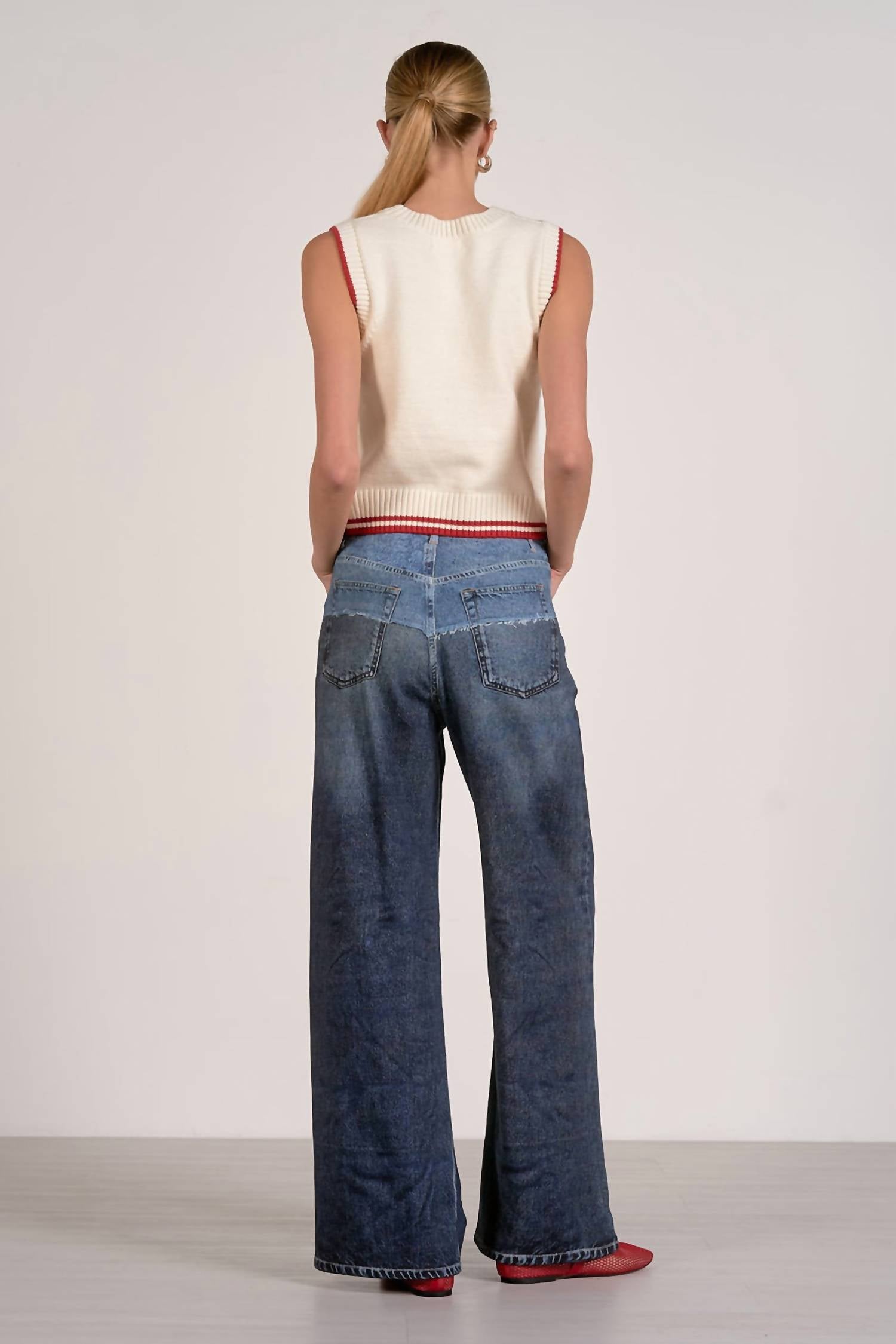 ELAN Sleeveless Chili Pepper Top in cream red - women's jacket - detail view