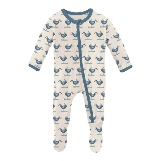 Kickee - Baby 2 Way Zipper Print Footie