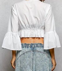 Pol - Angelica Embroidery Sequin Crop Top
