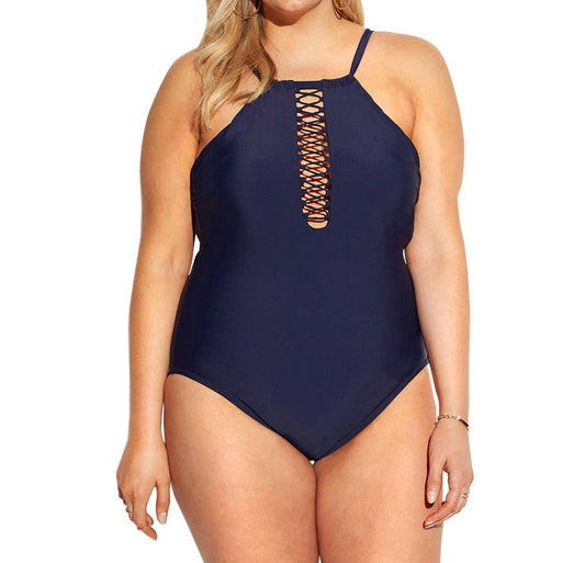 Raisins - Curve Ola Lace High Neck One Piece Swimsuit - Plus