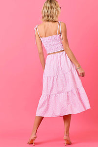 Day + Moon - Flower Gingham Smocked Top & Skirt Set