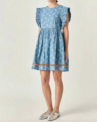 English Factory - Women's Paisley Print Ruffle Sleeve Mini Dress