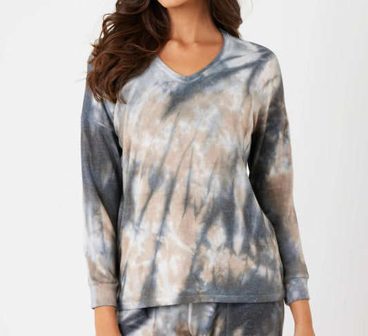 French Kyss - Marble Wash Long Sleeve V-Neck Tio