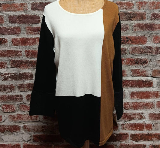Multiples - Women's Color Block Light Knit Top