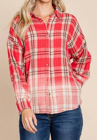 Vanilla Bay ADHARA BUTTON DOWN SHIRT in red - women's shirt