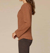 Democracy - Women's Drapey Boat Neck Long Sleeve Knit Top
