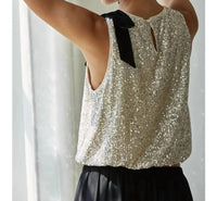 By Together - Sequin Sleeveless Crop Top With Bow