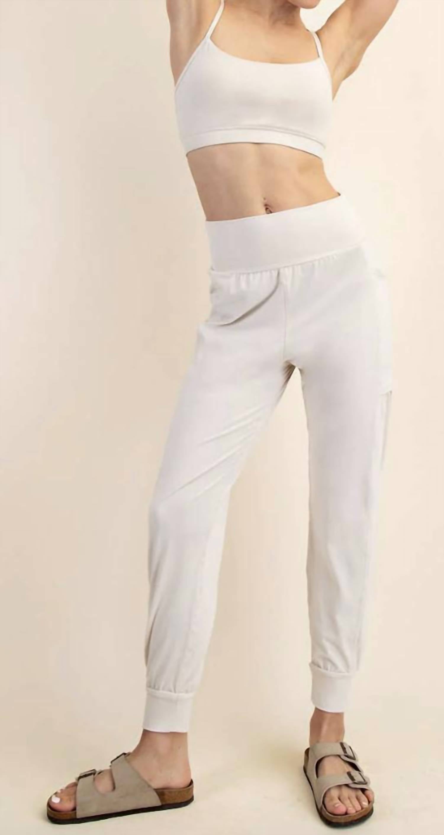 RAE MODE Plus Size Butter Jogger With Side Pockets in stone taupe - women's pants - view 4