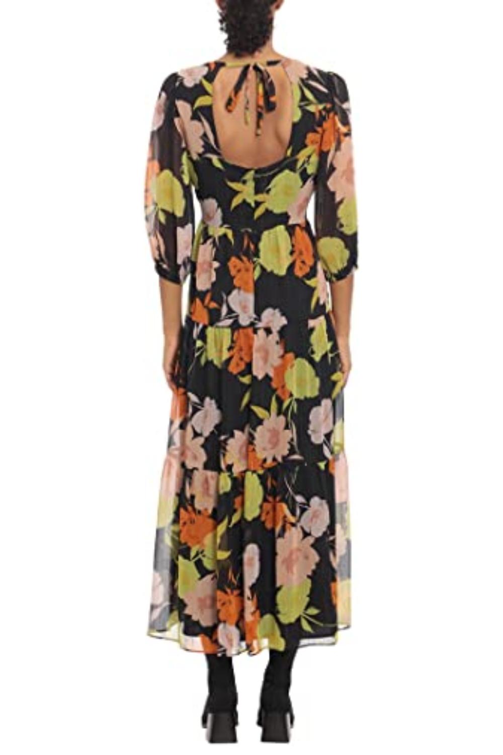 Donna Morgan - Long Sleeve Floral Tiered Dress