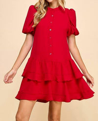 Tcec - Tiered Skirt Button Down Dress