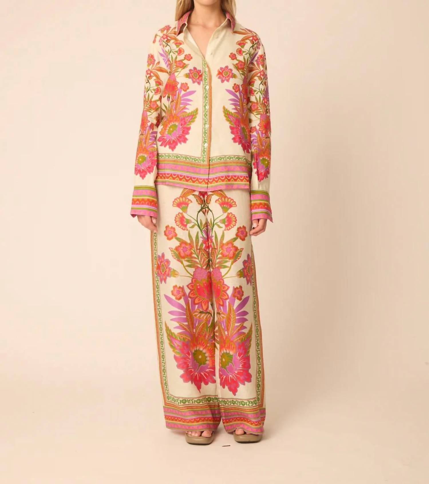 GILNER FARRAR Haylo Blouse in provence print - women's long sleeve top