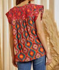 Savanna Jane - Aztec Embroidered Flutter Sleeve Top