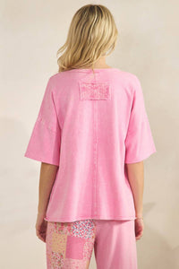 J.Her - Mineral Washed Spring Picnic Print Lace Blouse Top