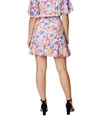 Laundry By Shelli Segal - V-neck Elastic Waist Asymmetrical Tiered Floral Linen Dress