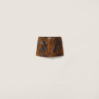 Miu Miu - Waxed Suede Leather Mini Skirt