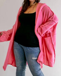Davi & Dani - Pocket Detailed Longline Cardigan - Plus