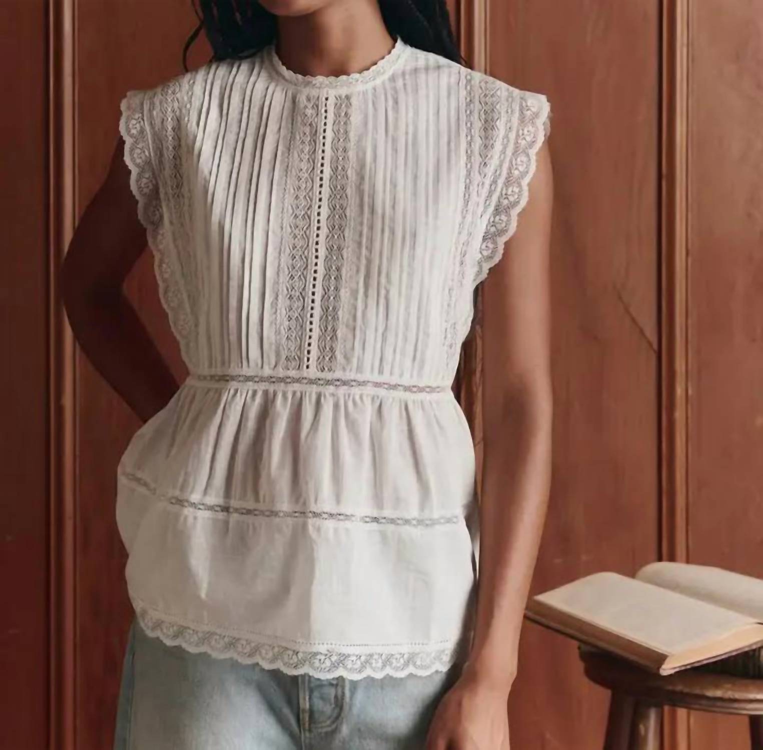 The Great. - Sonnet Pintuck Detail Top