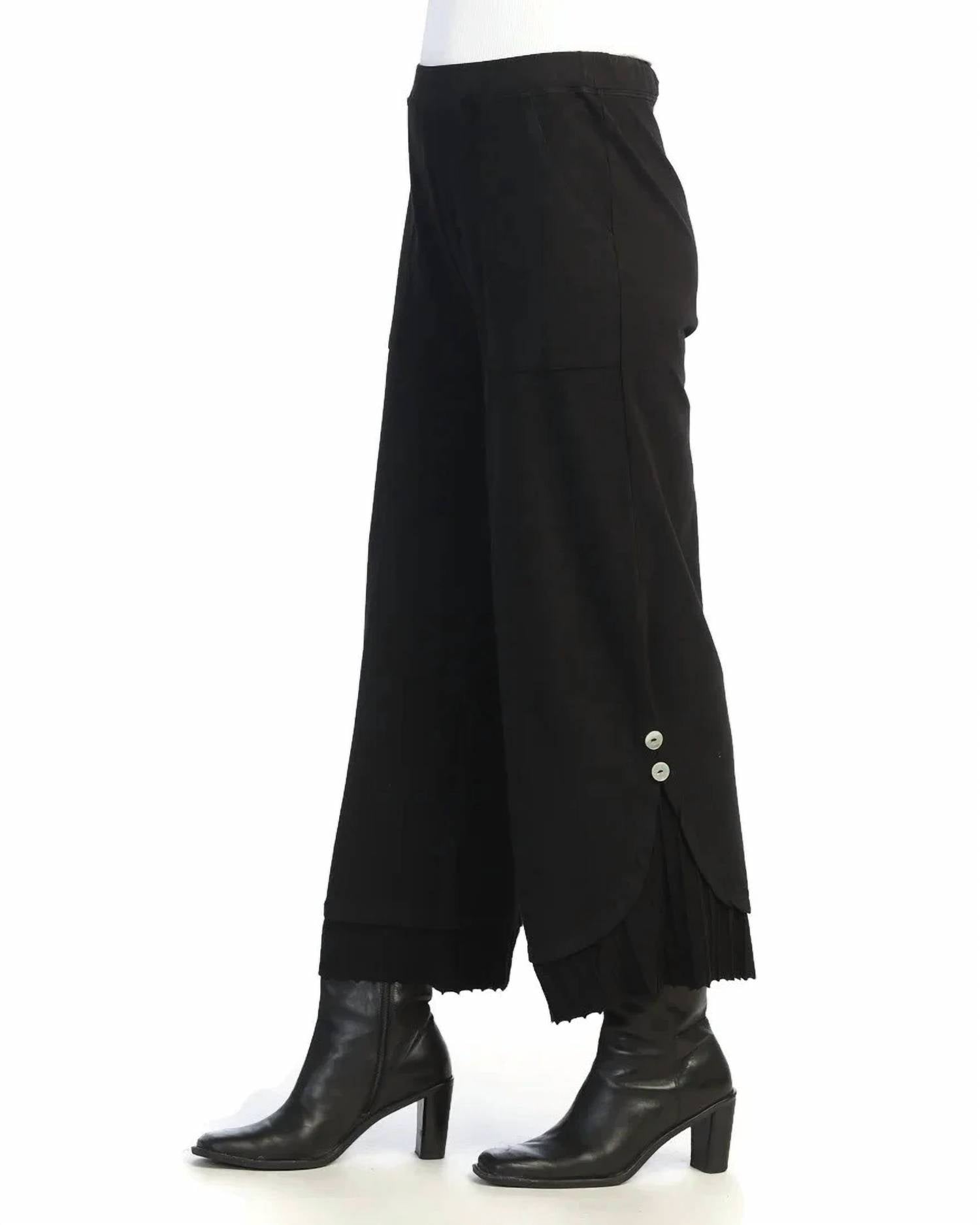 Jess & Jane - Women's Mineral Washed Wide Leg Ankle Pant