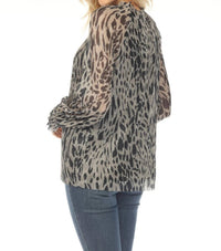 Joseph Ribkoff - Animal Print Pleated Blouse