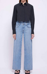 SIMKHAI Renata Cropped Shirt in black - women's shirt