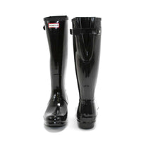 HUNTER Women's Original Tall Back Adjustable Gloss Rain Boots in black - women's shoe - view 4