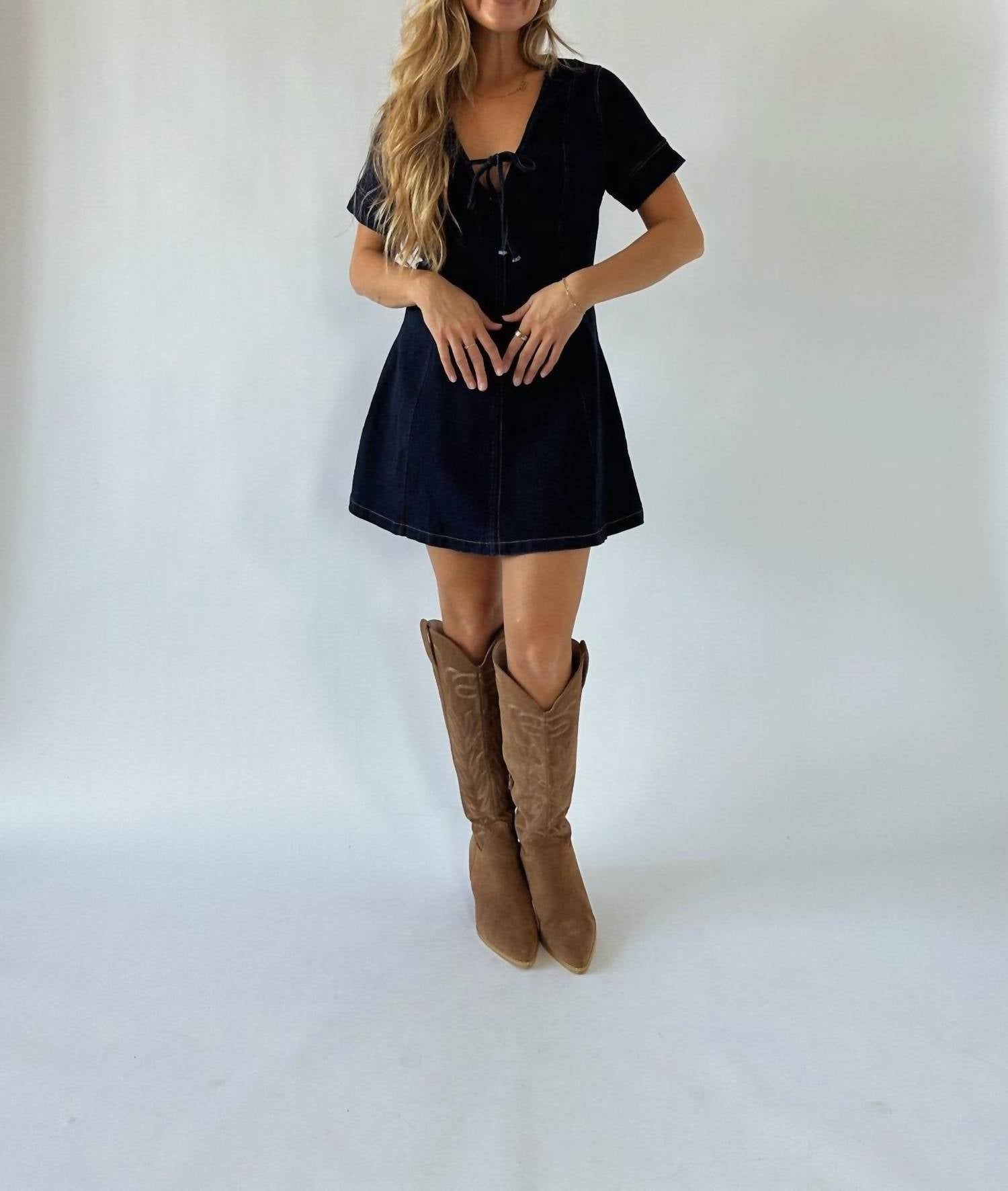 Blue Blush - Madison Short Sleeve Denim Dress