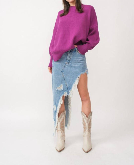 Signature8 - Unbalanced Destroyed Denim Maxi Skirt