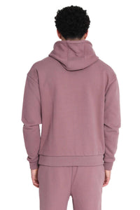 Amicci Astori Core Loopback Hoodie in dark mauve - men's shirt - detail view