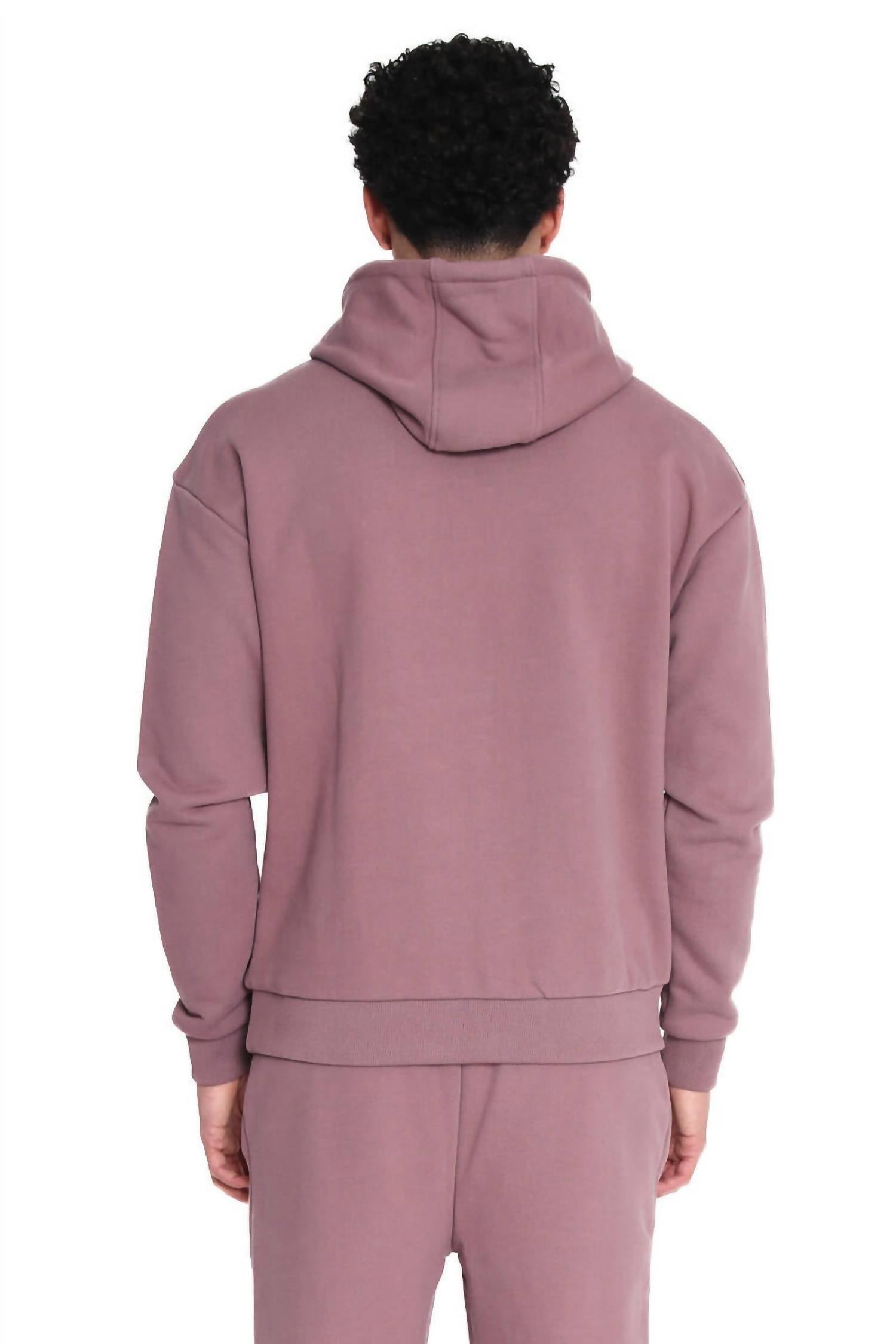 Amicci Astori Core Loopback Hoodie in dark mauve - men's shirt - detail view