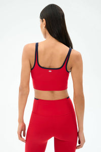 SPLITS59 Cait Rigor Bralette in pirate red indigo - women's intimate - detail view