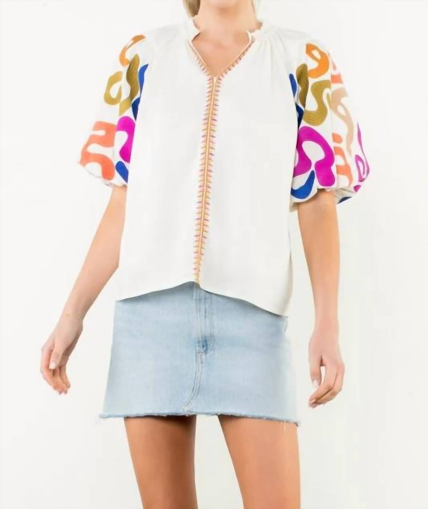 Thml - Embroidered Puff Sleeve Top