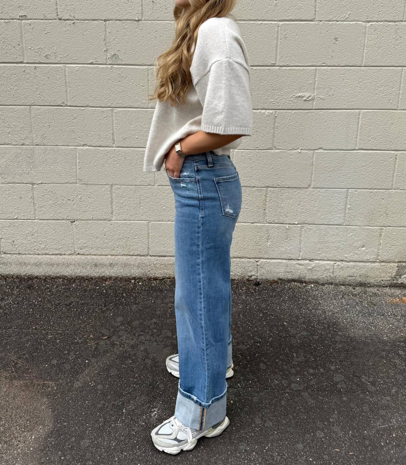 Flying Monkey - Alfie Cuffed Wide Leg Jeans