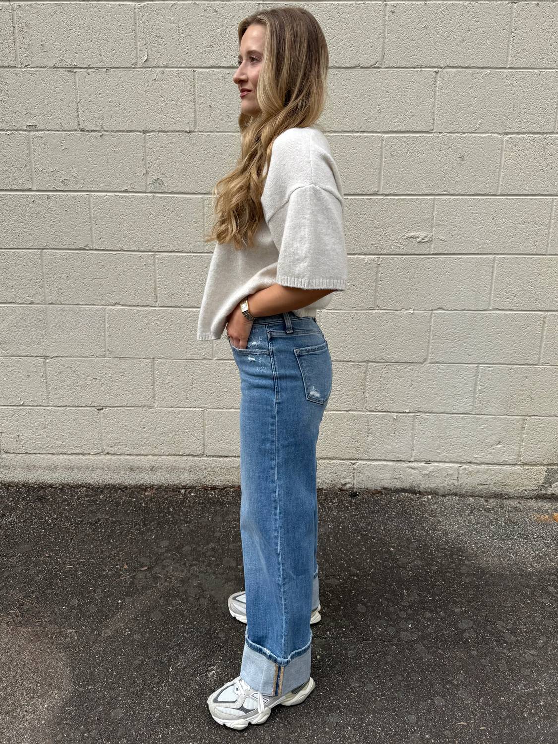 Flying Monkey - Alfie Cuffed Wide Leg Jeans