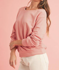 Shewin - Bowknot Round Neck Sweatshirt