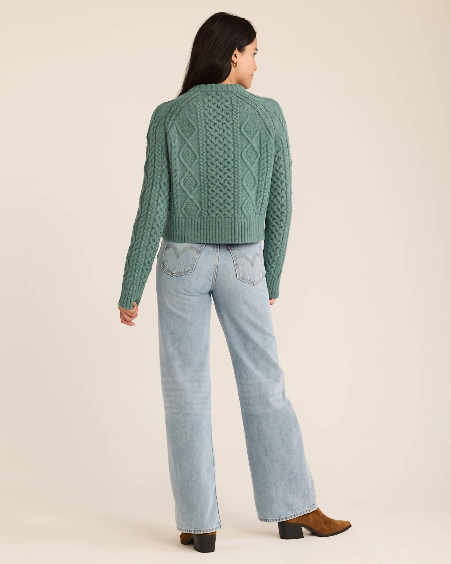 PENDLETON Shetland Wool sweater in green - women's cardigan - alternate view
