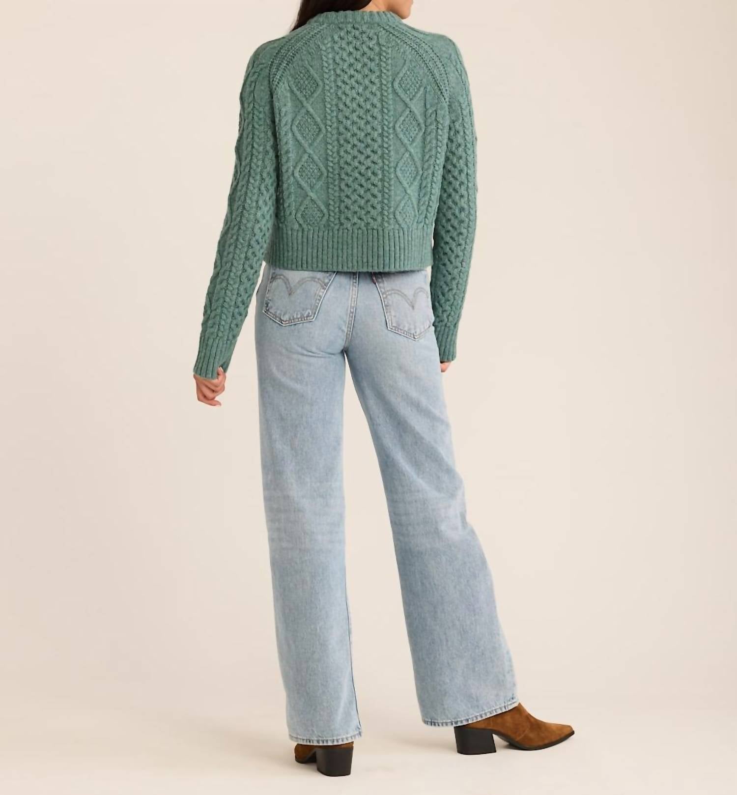 PENDLETON Shetland Wool sweater in green - women's cardigan - detail view