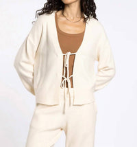 Thread & Supply Greta Soft Knit Cardigan in pearl - women's cardigan - detail view
