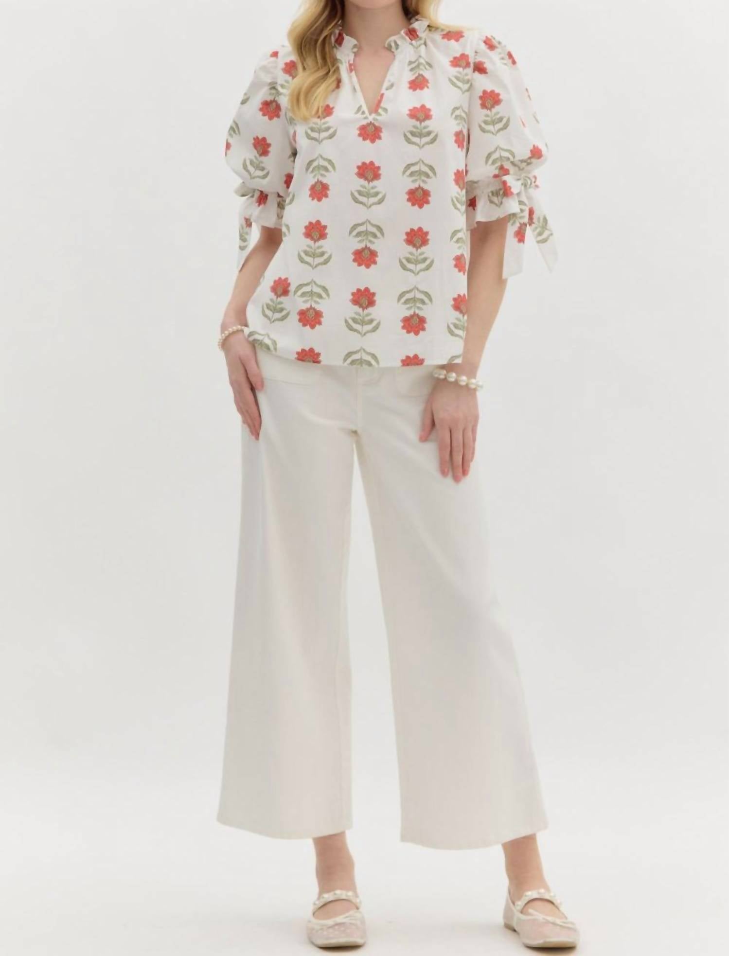 Entro - Floral Print Pullover Top