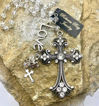 Rebecca Ray Jewelry - Women's Crystal Cross Charm Necklace