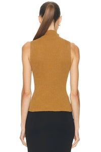 Leset - Blake Rib Sleeveless Turtleneck Top