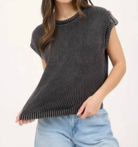Blu Pepper - Washed Knit Short Sleeve Pullover Sweater