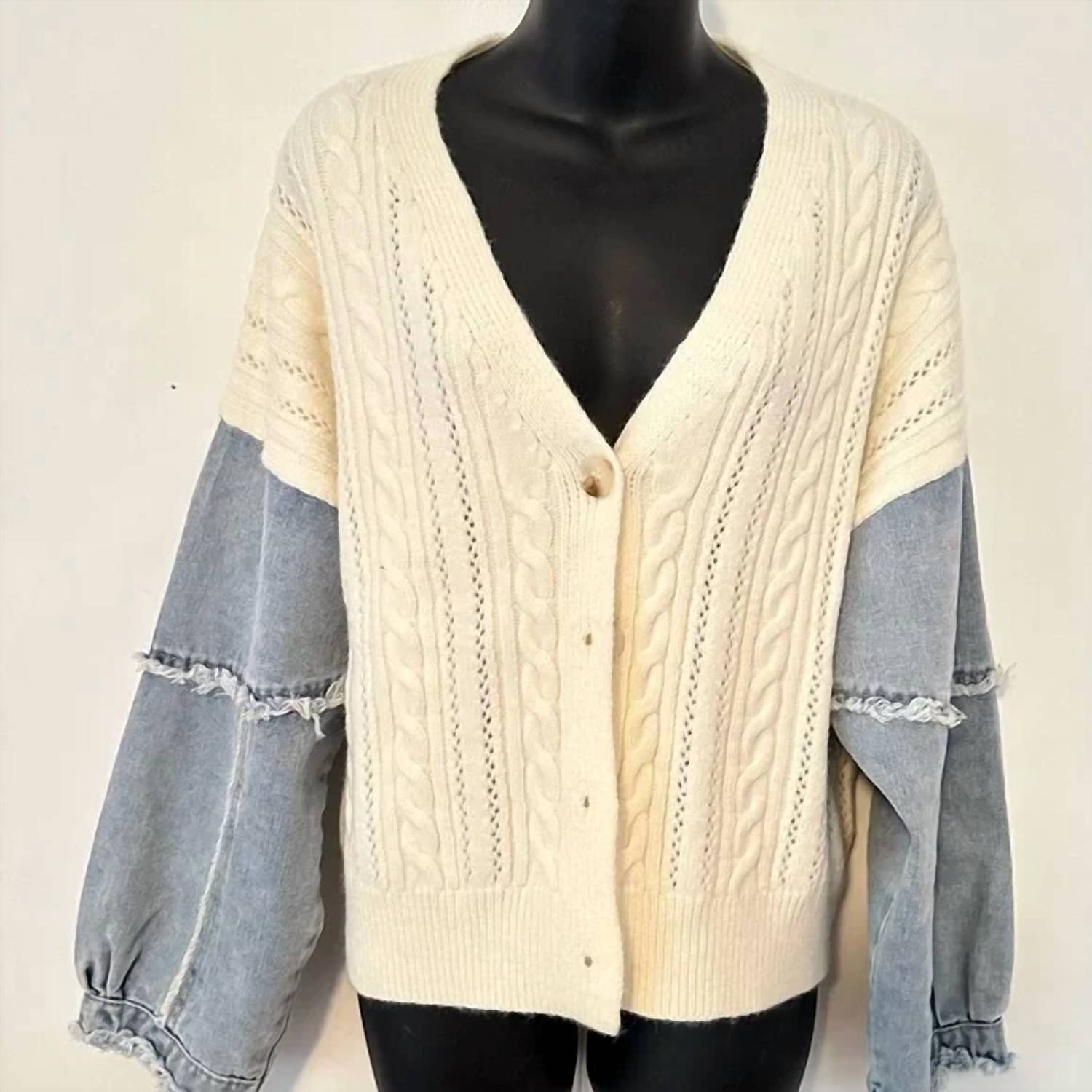 Urban Daizy - Women's Two Tone Sleeve Cardigan