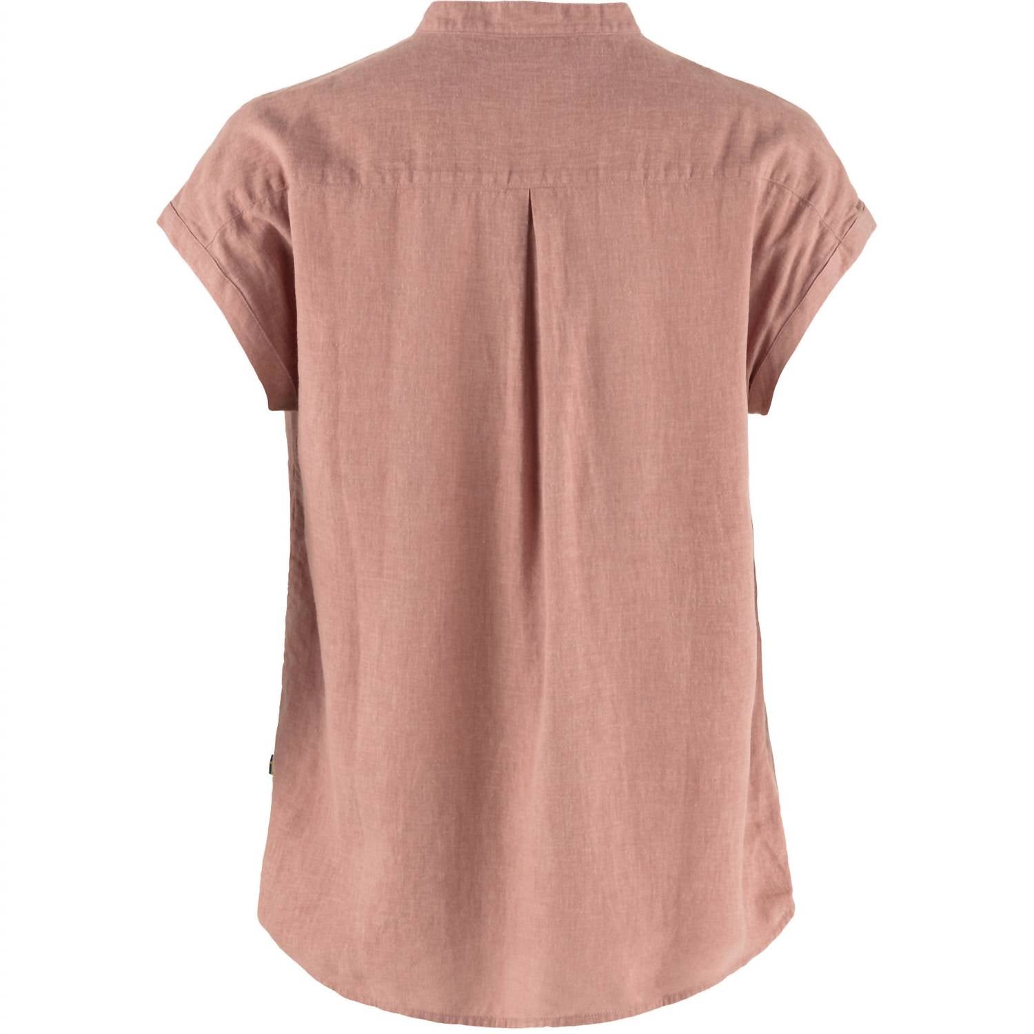 Fjallraven Women's Övik Cap Sleeve Hemp Shirt in dusty rose - women's t-shirt - detail view