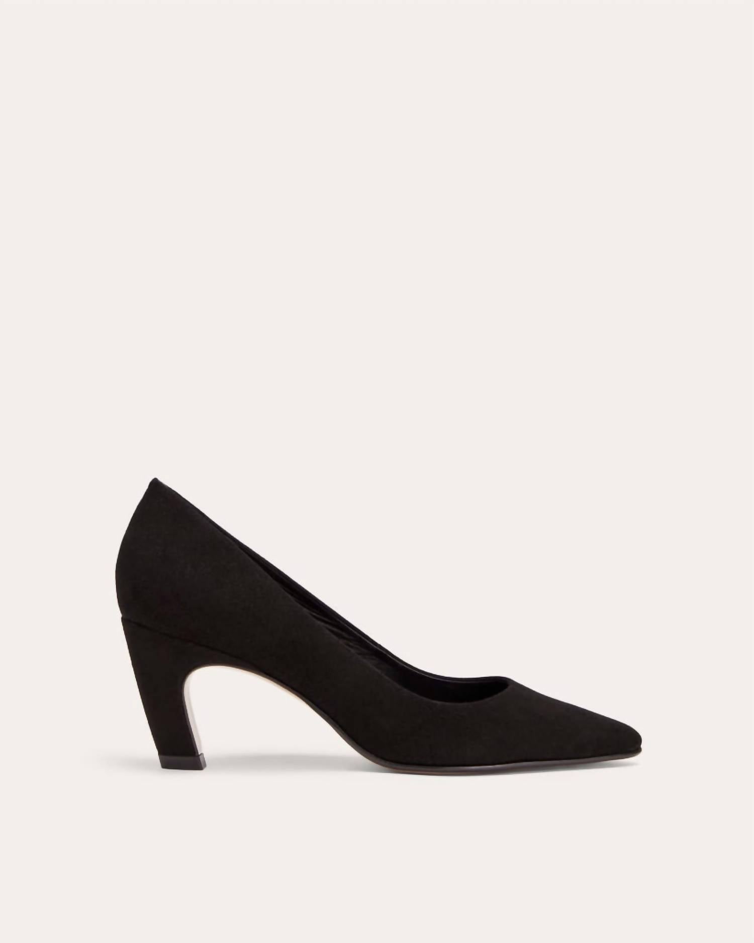 Everlane Women's Banana Pumps in black suede - women's heels - detail view