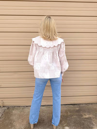 Aureum - Felicity Scallop Collar Tile Print Blouse