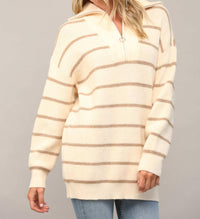 Fate - Stripe Half-zip Tunic Sweater