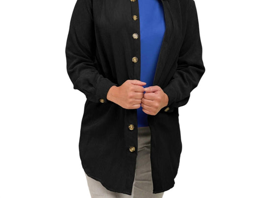 Pine Apparel - Corduroy Button Front Shacket