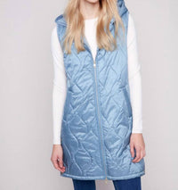 CHARLIE B Pearlized Long Vest in oxford blue - women's jacket